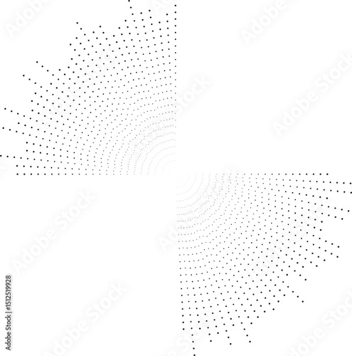 Two long dotted beams radiate from the center.