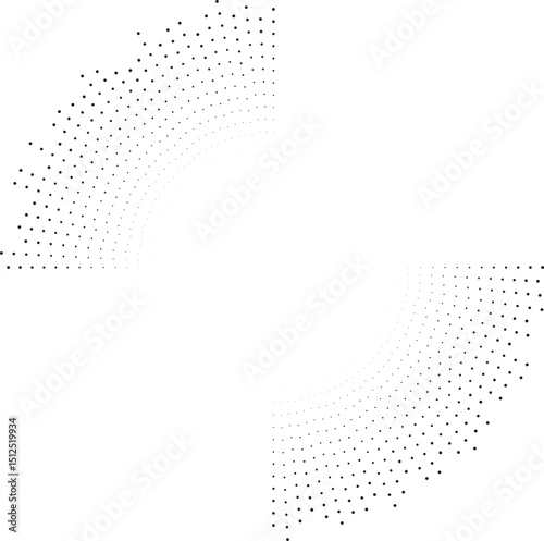 Two long dotted rays taper toward the center, forming beams.