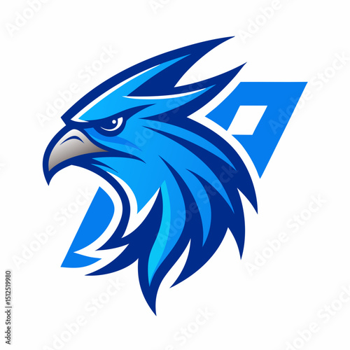 Sharp falcon in corporate blue palette vector illustration