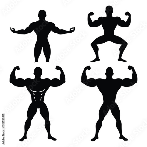 Silhouette of Bodybuilders Posing in Minimalist Style