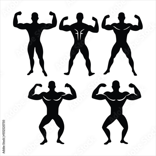 Silhouette of Bodybuilders Posing in Minimalist Style