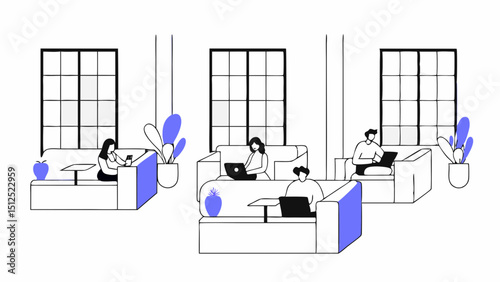 Dynamic Coworking Space  for Modern Professionals vector illustration