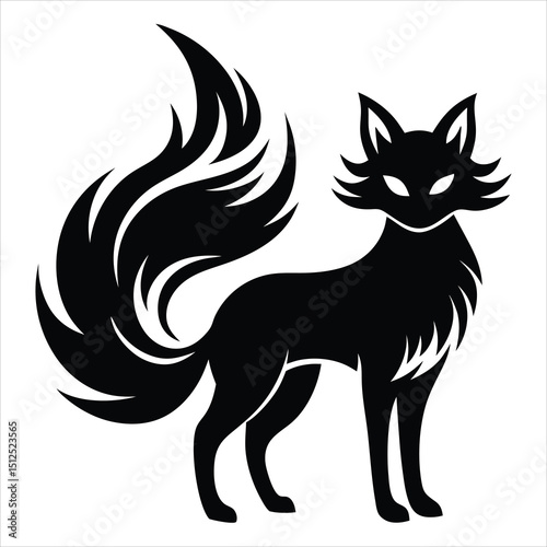 Silhouette of fox, Endangered San Joaquin Kit Fox Vector Illustration