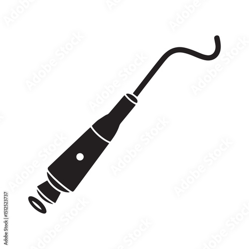 Vector Silhouette of Dental Probe – Medical Instrument Icon for Tooth Inspection

