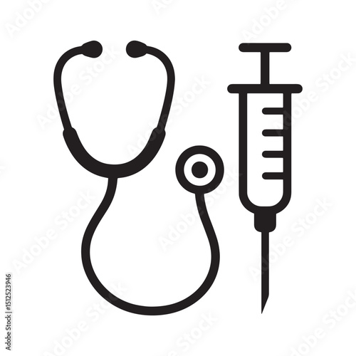 Medical Instruments Outline Set – Healthcare Essentials Black Linear Symbols