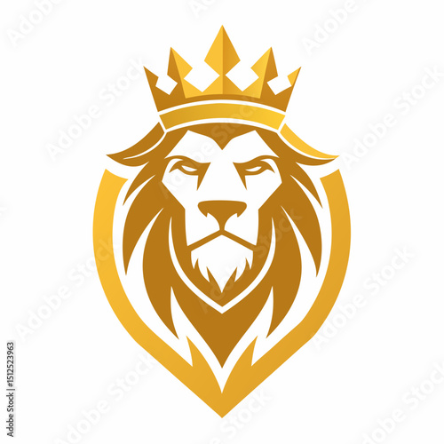 King lion with royal crown elements vector illustration