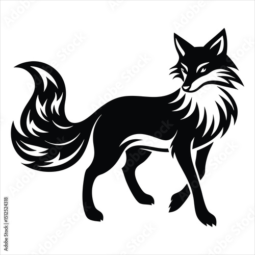 Silhouette of fox, Endangered San Joaquin Kit Fox Vector Illustration