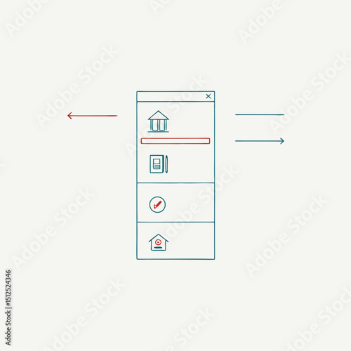 Window with icons and arrows indicating workflow diagram flow
