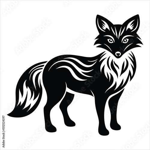 Silhouette of fox, Endangered San Joaquin Kit Fox Vector Illustration