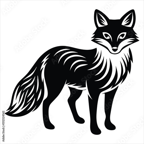 Silhouette of fox, Endangered San Joaquin Kit Fox Vector Illustration