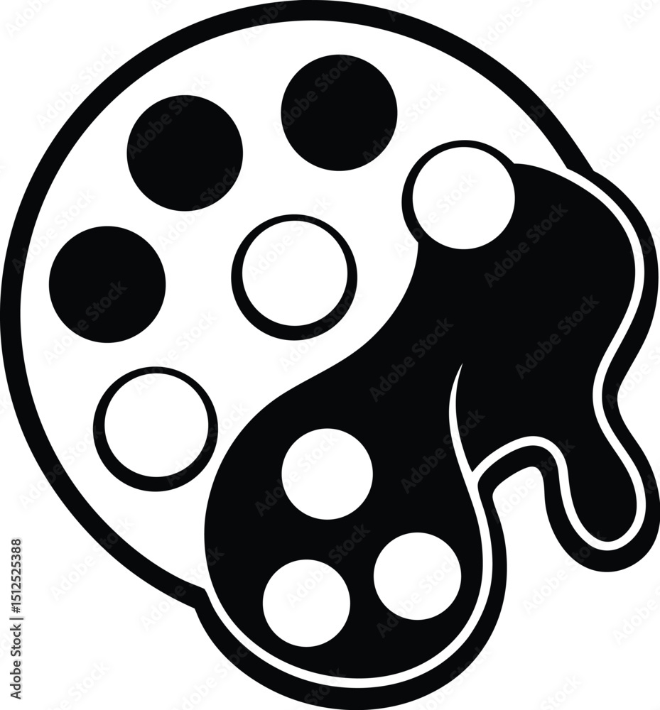 Fototapeta premium Brush and palette, artist tool icon, flat vector design, creative art symbol 