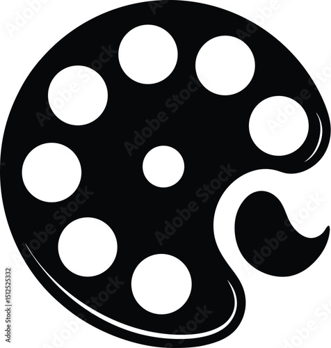 Brush and palette, artist tool icon, flat vector design, creative art symbol
