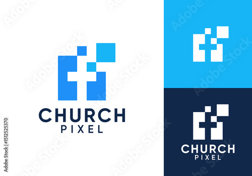 pixel digital church tech connection logo vector design