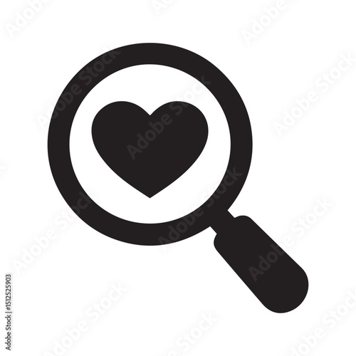 a vector illustration of magnifying glass with heart shape on white background