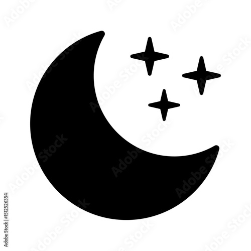 Crescent moon with stars icon. Night icon.