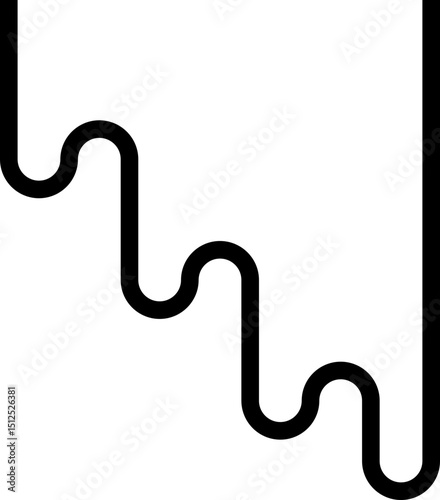 Thick curved and wavy line forming paths with rounded shapes, featuring diagonal and squared patterns.