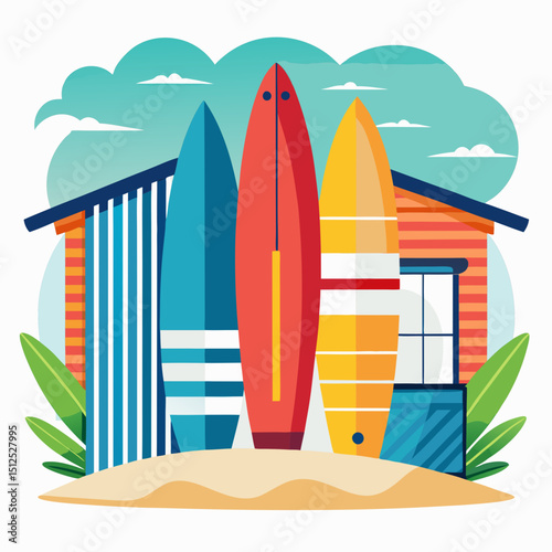 International Surfing Day Vector Illustration – Surfboard, Waves, Beach Life, Ocean Sport
