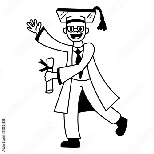 Boy wave graduation stroke