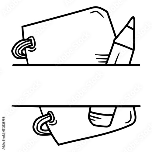 Notebook and pencil label stroke