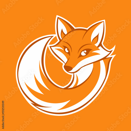Sleek fox silhouette in modern orange and gray vector illustration