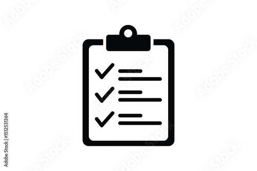 Checklist clipboard icon vector, task list survey exam illustration graphic