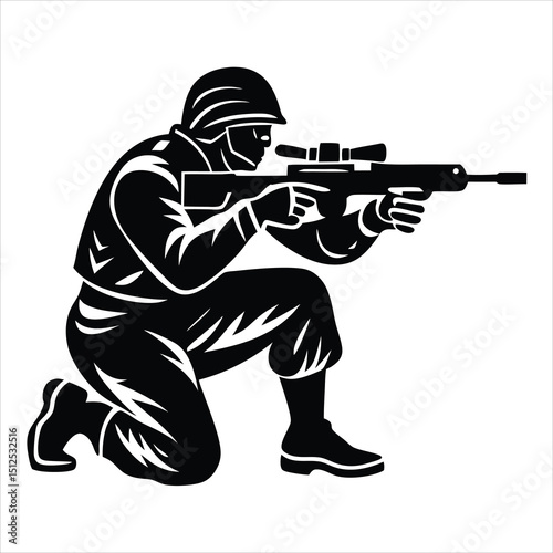 Military soldier saluting silhouette vector illustration for design use, A black silhouette of an soldier