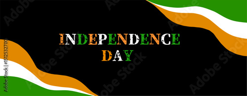 Independence Day Banner with Indian Flag Colors on Black Background
