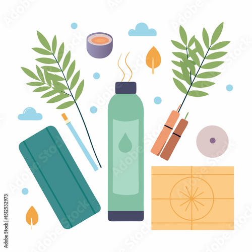 International Yoga Day Vector Illustration – Meditation, Pose, Wellness, Peace Concept