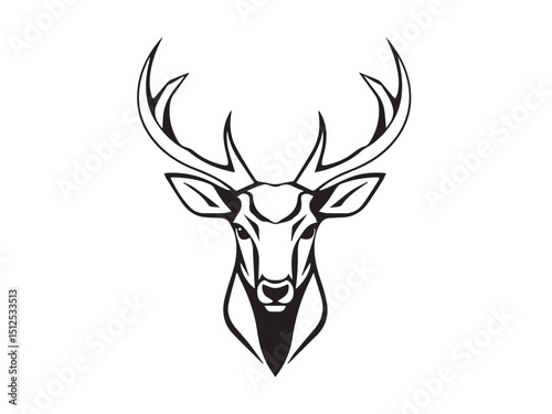Black deer silhouette on white background. Deer silhouette vector. Animal silhouette. Deer vector Illustration.	
