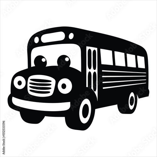 school bus silhouette line art vector illustration