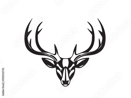 Black deer silhouette on white background. Deer silhouette vector. Animal silhouette. Deer vector Illustration.