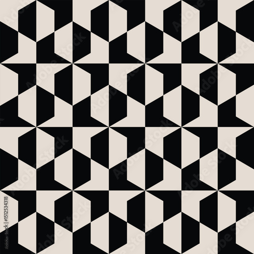 Seamless hexagon pattern in black and white. Graphical illustration for a unique banners, textiles and home décor.
