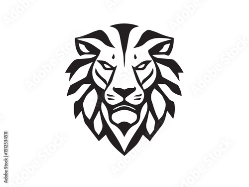 Lion head silhouette isolated on white background. Lion logo design. Vector illustration.	