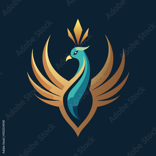 Peacock with luxurious jewel tones vector illustration