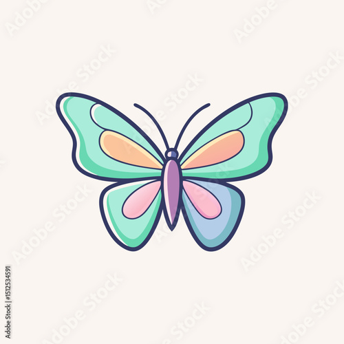 Refined butterfly with soft pastel gradients vector illustration