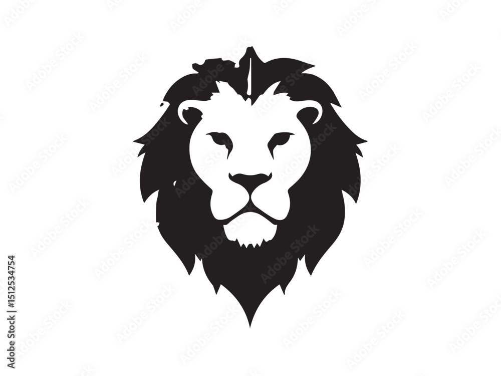 Obraz premium Lion head silhouette isolated on white background. Lion logo design. Vector illustration.