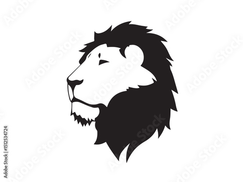 Lion head silhouette isolated on white background. Lion logo design. Vector illustration.	