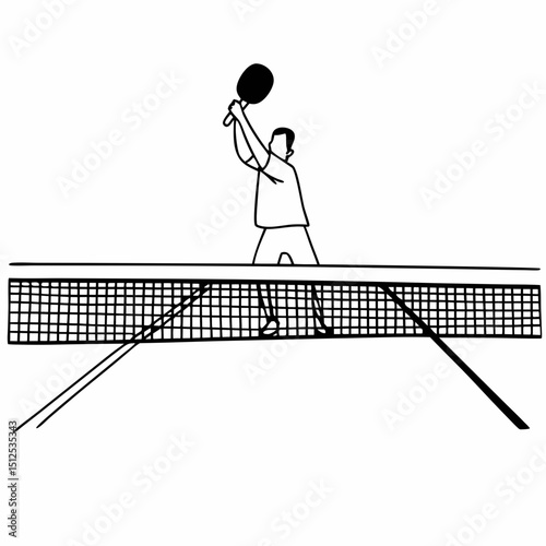 Table tennis player serving, clean cutout, vector illustration