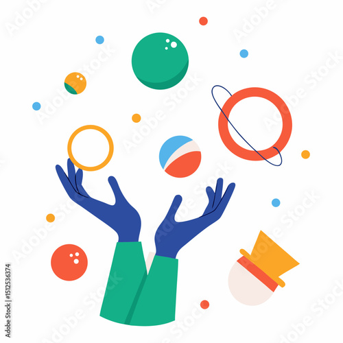 World Juggling Day Vector Illustration – Circus, Performance, Skill, Entertainment Concept