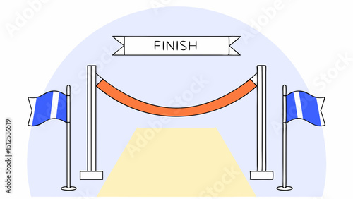 Race to Victory Finish Line Concept  vector illustration