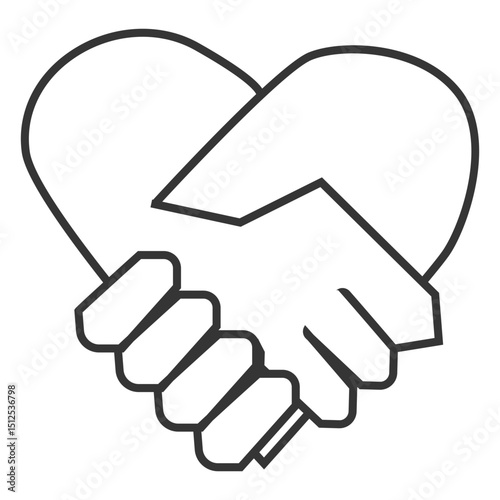 Heart shaped hand shake icon