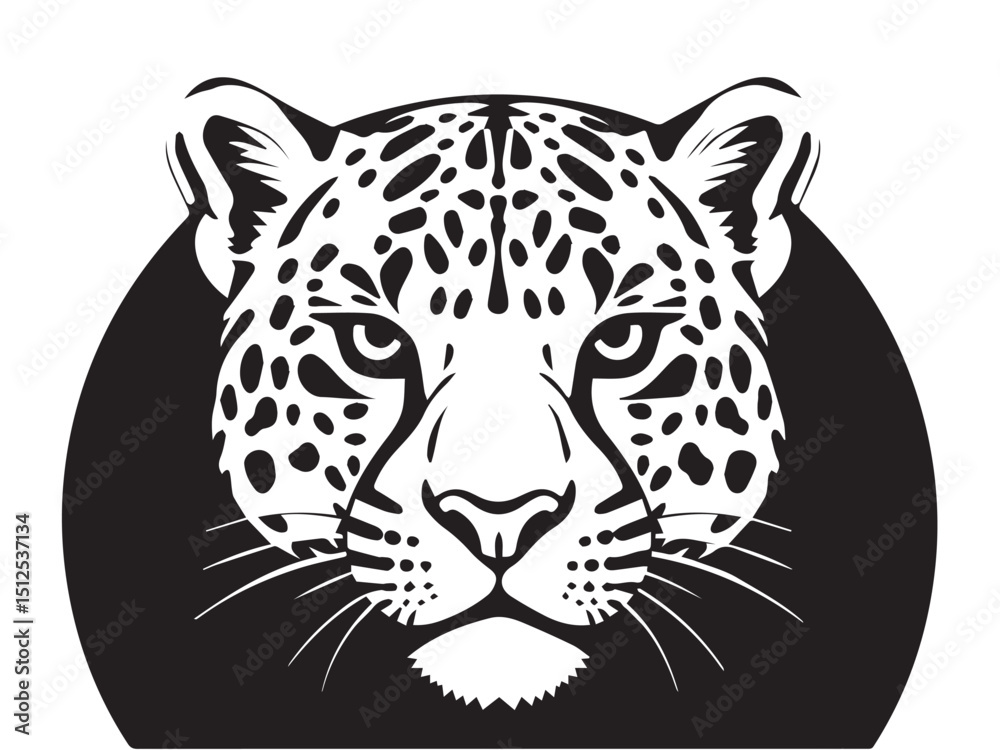 Fototapeta premium Leopard head silhouette on white background. Leopard logo vector design. 