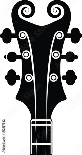guitar headstock silhouette, tuning pegs, music detail
