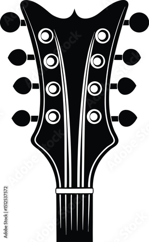guitar headstock silhouette, tuning pegs, music detail
