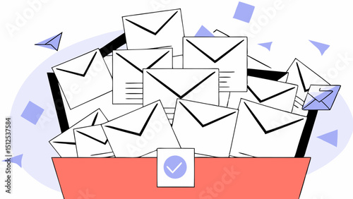 illustration of full inbox concept in digital communication vector illustration