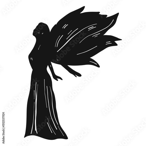 Female angel side view silhouette