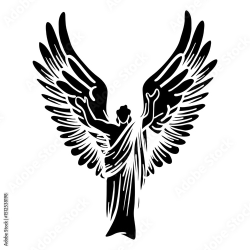 Angel wing posture detailed silhouette