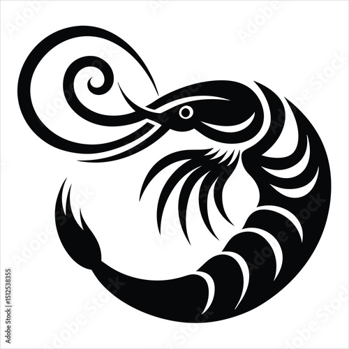 Stylized Tribal Shrimp Design, Shrimp silhouette
