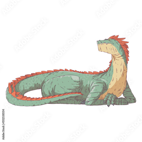 Dragon reptile colored coloured illustration