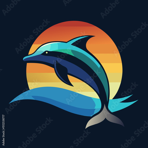 Colorful dolphin with dynamic shapes vector illustration